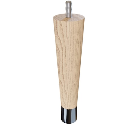 Designs Of Distinction 6" Round Tapered Leg with bolt and 1" Chrome Ferrule - Ash 01240006ASCR6